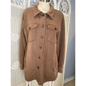 Avec Les Filles Milk Chocolate Knit Shacket Oversized Fall Layering Piece L